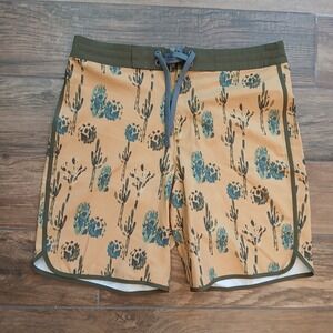 Prana Vintage Boardshorts Mens Size 30 Beige Morro Cactus Swimtrunks Drawstring